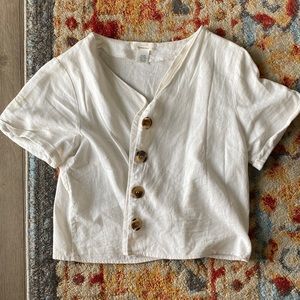 Linen button down crop top
